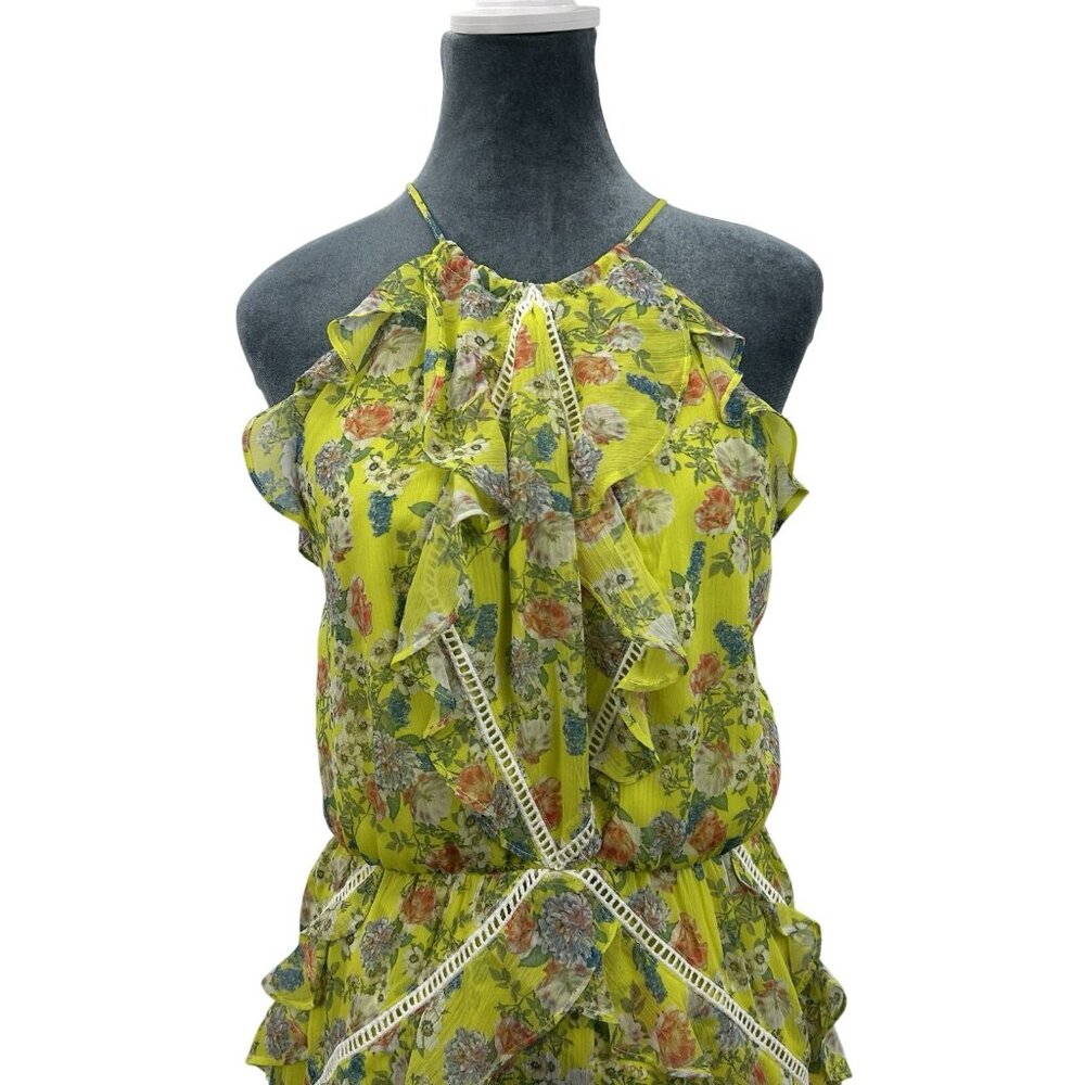Marissa Webb Collective x RTR Women’s 6 Yellow Ruffle Halter Floral Mini Dress - Picture 14 of 16